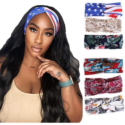 Kachanaa 6 Pack Headbands for Women Head Scarf Hair Band Boho Style Criss Cross Head Turban Headband for Women Outdoor Sport Accessories(S1)