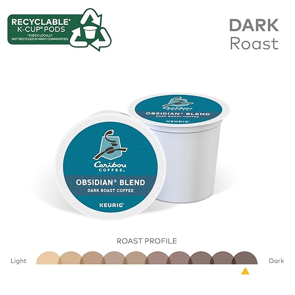 CARIBOU COFFEE OBSIDIAN KEURIG SINGLE-SERVE K-CUP POD, MEDIUM ROAST COFFEE 24 CT