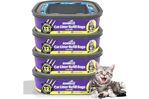 SOHBCLE Cat Litter Refill Bags| 4-Pack Cartridges Compatible with Genie Cat Litter Refills Standard,Plus and Style Pail | Superior Odor Control (NOT Compatible with XL)