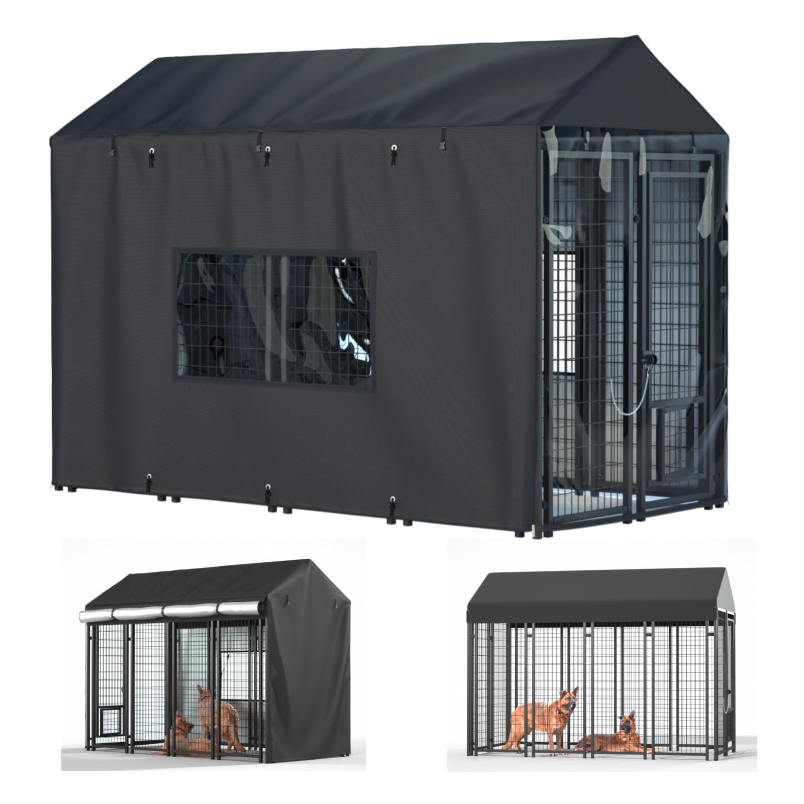 Photo 1 of Outdoor Dog Kennel Cover,Full Coverage for 8.1'Dx4.1'Wx6.06'H Dog Cages,600d Heavy Duty Waterproof Large Dog Kennel Cover,(Cover Only) Black