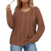 RITERA Plus Size Womens Tops Cable Knit Sweaters Casual Long Sleeve Lightweight Pullover Sweater Tops XL-5XL