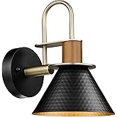 Black Wall Sconce, HWH Industrial Indoor Sconce Light Fixture, Single Wall Vanity Light Black Barn Wall Lamp with Hammered Me