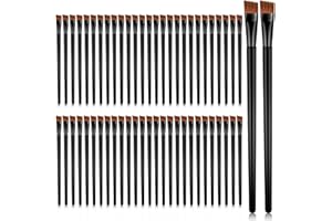 GANBDONGH 60 Pcs Angled Eyebrow Brushes, Synthetic Nylon Bristles, Black, Disposable, Cosmetic Brush, Makeup Brush Set for Ey