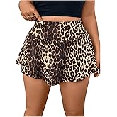 WDIRARA Women's Plus Size Leopard Print A Line Short Skirt Ruffle Hem Sexy Summer Mini Skirt