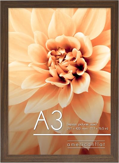 Americanflat A3 Walnut Picture Frame Engineered Wood with Shatter Glass