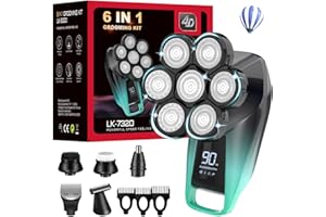 FEZIHEGH Head Shavers for Bald Men,6 in 1 Electric Razor Waterproof Bald Head Shavers for Men Electric Mens Head Shaver with Nose Trimmer, Cordless Shaving Machine for Face Beard Scalp Body Hair Wet Dry Use