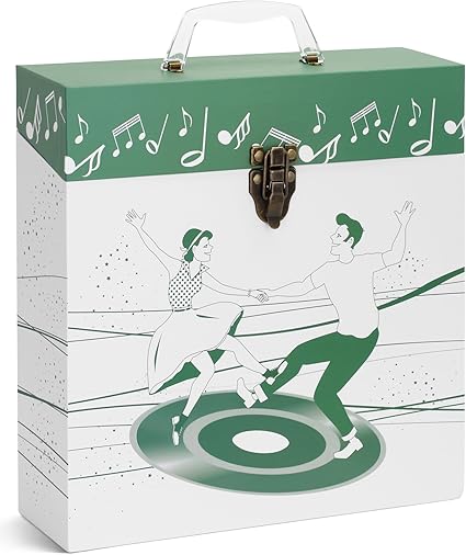 Amazon Lpビニールレコード収納ケースlpレコードケース最大30枚の12インチlpsアルバムを収納可能33 1 3ビニールレコードアルバムストレージ二重壁保護ビニールlpストレージダンサーグリーン Tunes Tote オーディオラック