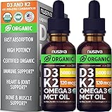 (2 Pack) Organic Vitamin D3 K2 Drops with MCT