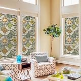 dktie Window Film Non Adhesive Privacy 44.5x200cm Stained Glass UV Blocking view 3