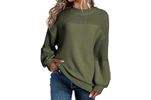 Dokotoo Women's Casual Long Sleeve Sweaters Loose Crewneck Knit Solid Pullover Sweater Jumper Tops