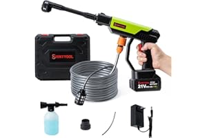 21V Cordless Power Washer, 4.0 Ah Battery Small Power Washer,600-Psi,6-in-1 Nozzle with Corner Cleaning,Bottle Portable Washer for Car,Home Cleaning & Garden Watering by SHINTYOOL(Green)