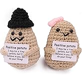 caiyjhao 2PCS Mini Cute Creative Crochet Potatoes, Potato Crochet Wool, Handmade New Year Gifts, Birthday Gifts, Friends' Parties, Home Decoration to Encourage Refueling (Potato Hat)