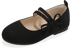 PANDANINJIA Naomi Girls Dress Shoes Mary Jane Ballet Flats Flower Girl Wedding Party Communion Shoes for Toddler Little Kid Big Kid