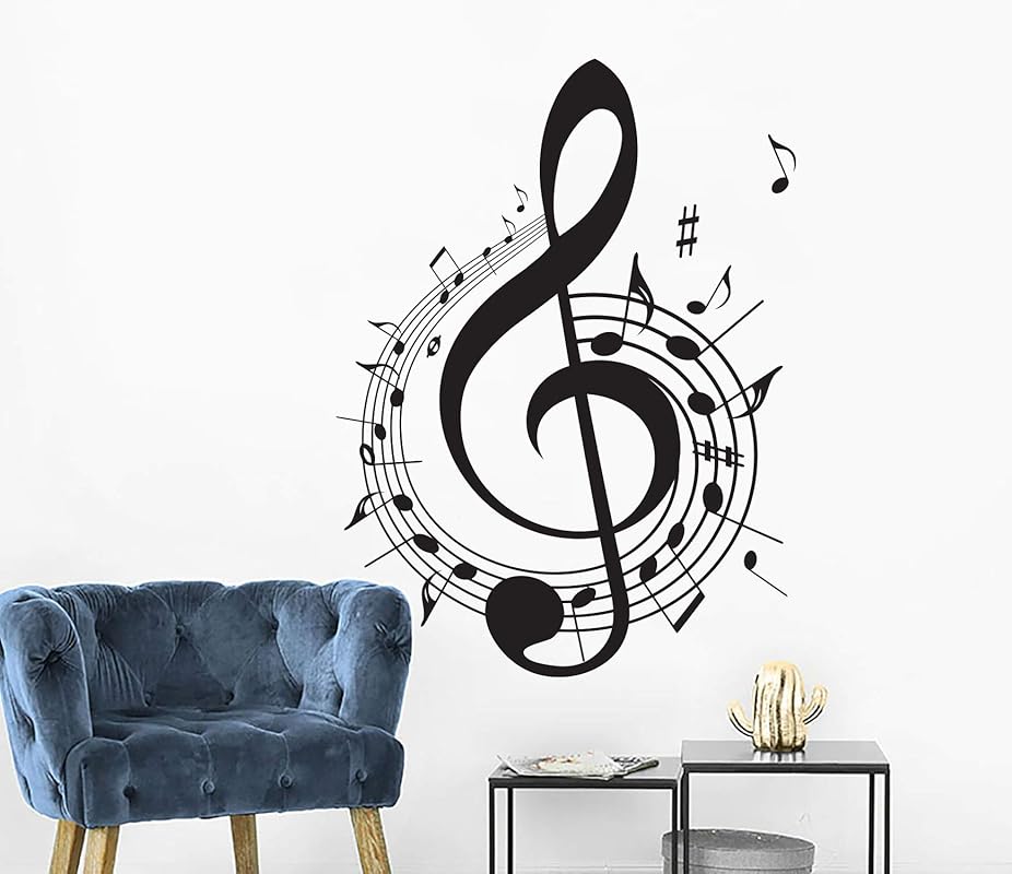 Music Note Wall Decals. Treble Clef Vinyl Sticker. Musical