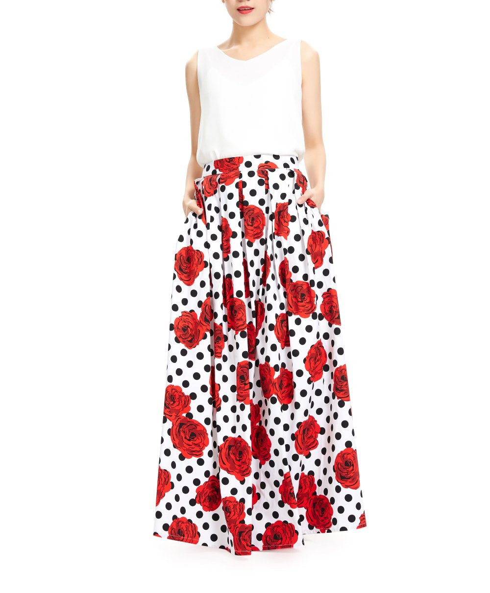 red pleated skirt amazon