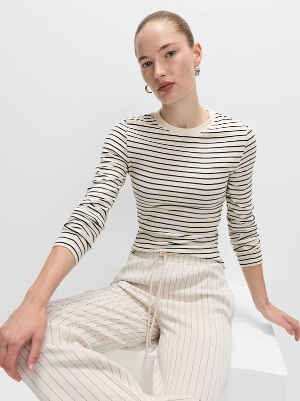 Top Premium in Misto Cotone da Donna Crema