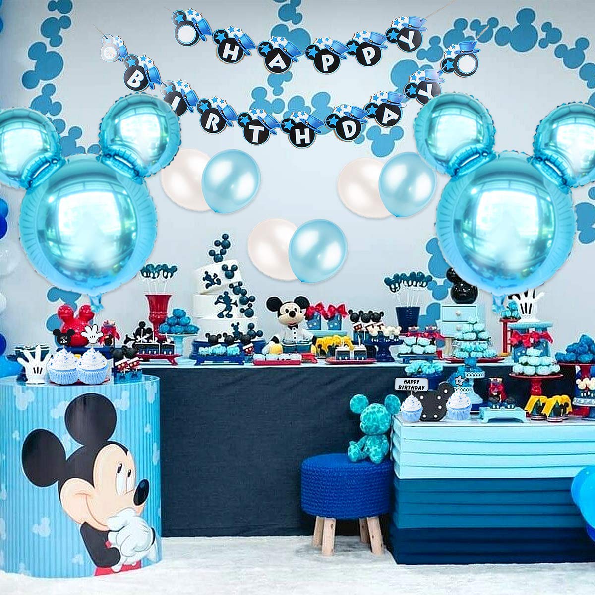 Articulos De Fiesta Bolas De Nido De Abeja De Mickey Globo De Red Black Globos Numero Para La Fiesta Tematica De Mickey Mouse Banner De Happy Birthday Decoraciones De Cumpleanos De Mickey