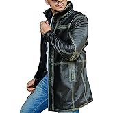 Jild Leather Trench Coat Men - 3/4 Length Casual Car Coat Style Lambskin Long Leather Jacket Men