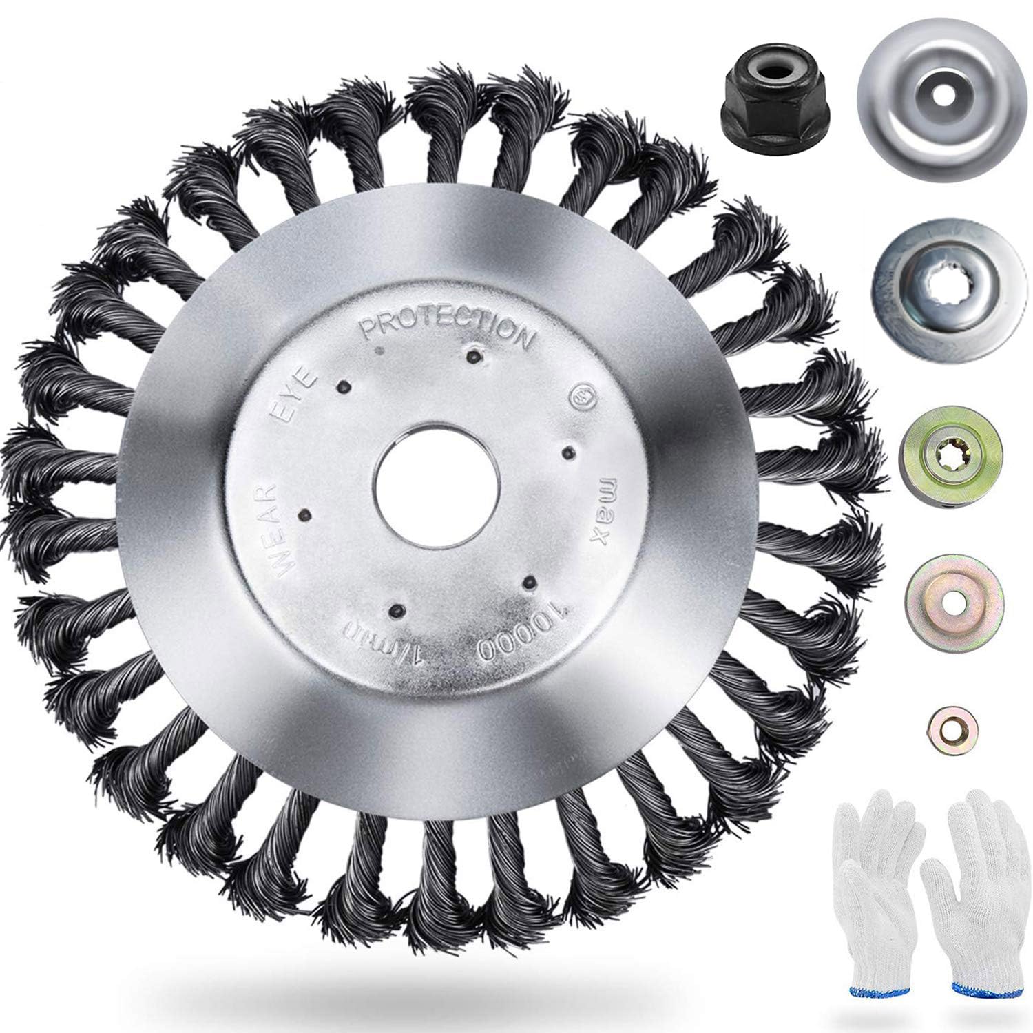 HAUSPROFI 8'' Grass Trimmer Cutter Head for Garden Lawn Mower, Strimmer Wire Brush Head with Knotted Wire, Universal Solid Steel Wire Wheel for Brush Cutter Attachment Replacement