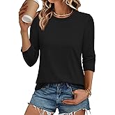 ATHMILE Womens 3/4 Sleeve Blouse Summer Tops Fall Shirt Fashion Blouses Beach Vacation Clothes Spring Tunic 2026 Trendy
