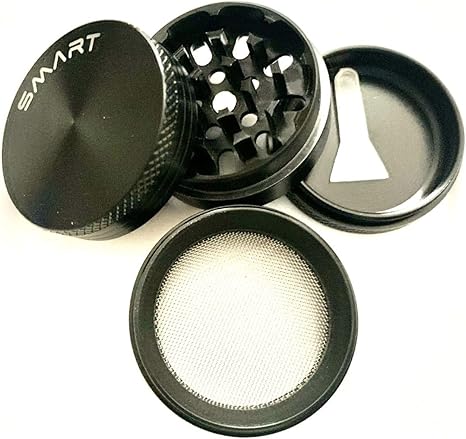 Amazon Com Smart Crusher Titanium 4 Piece Tobacco Herb Spice Pollen Grinder With Scraper Grinder Pouch Kitchen Dining