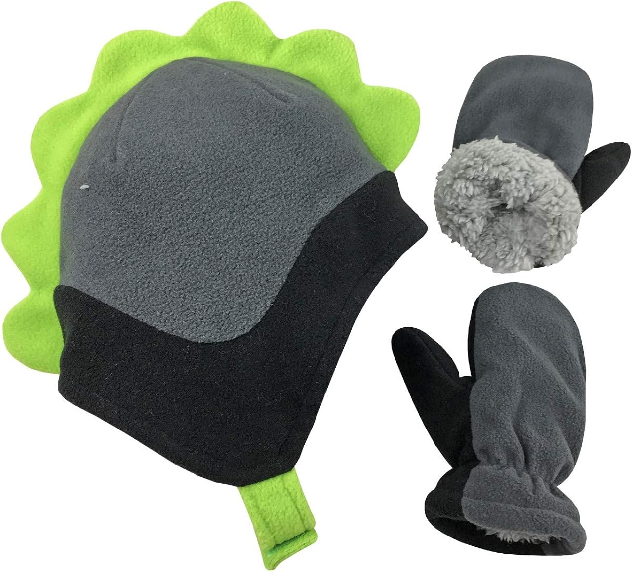 N'Ice Caps Little Boys and Baby Soft Sherpa Lined Fleece Dino Hat Mitten Set: Clothing