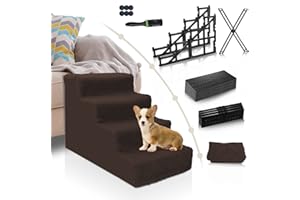 Topmart Dog Stairs&Steps for Small Dogs & Cats,Non-Slip 4 Tiers Plastic Dog Ramp/Ladder, Best for Small Animals,Doggy,Kitty