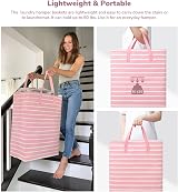 TIMEYARD Large 75L Laundry Hamper Set of 2 Pink with Handles 43x28x60 cm view 7