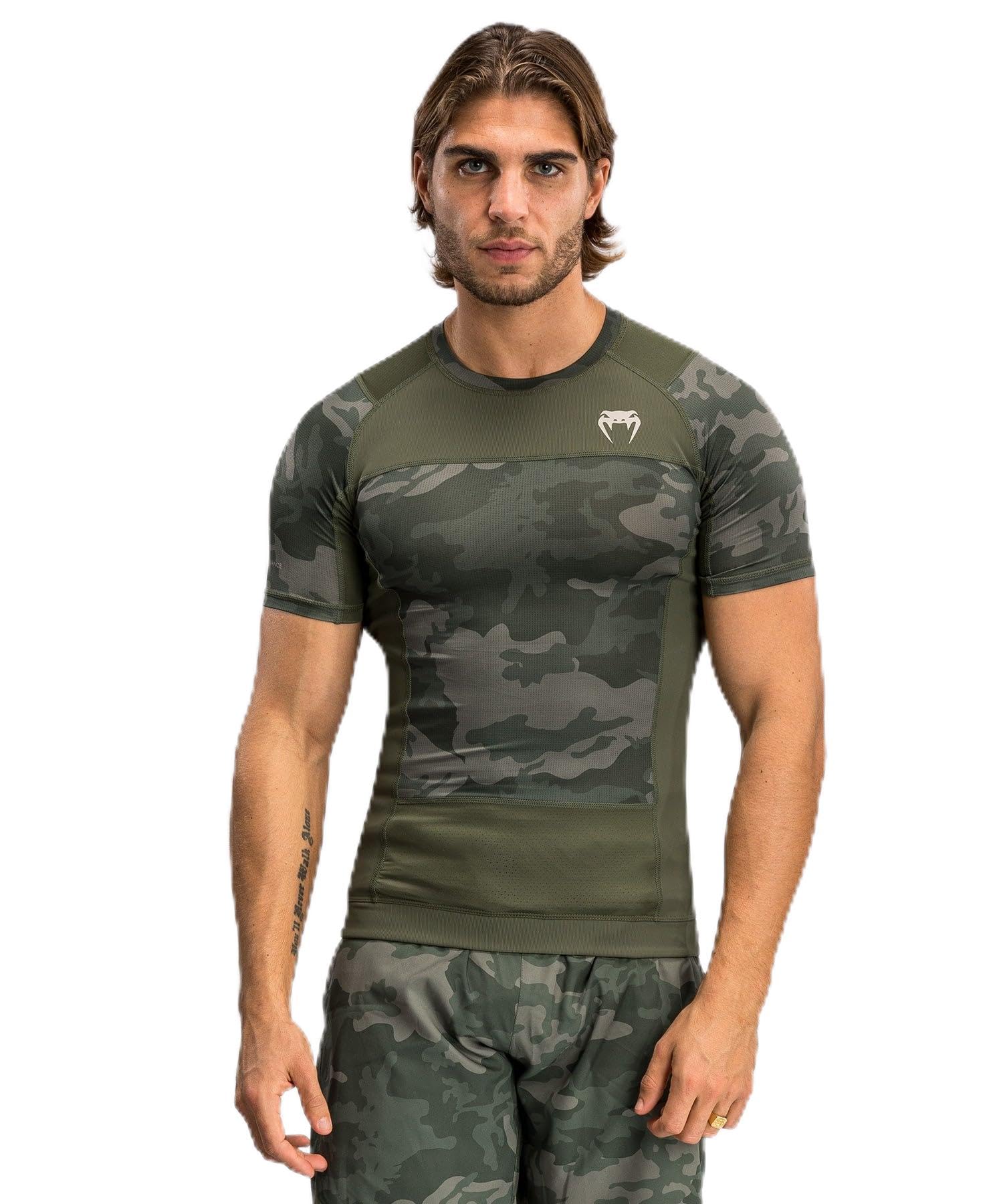 Venum Men’s Short Sleeve Rashguard, Army Camo