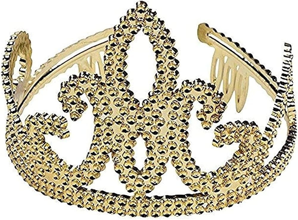 Gold Crown - 4-Pack Royal King and Queen Jeweled Costume Accessories, Party Hat: Clothing