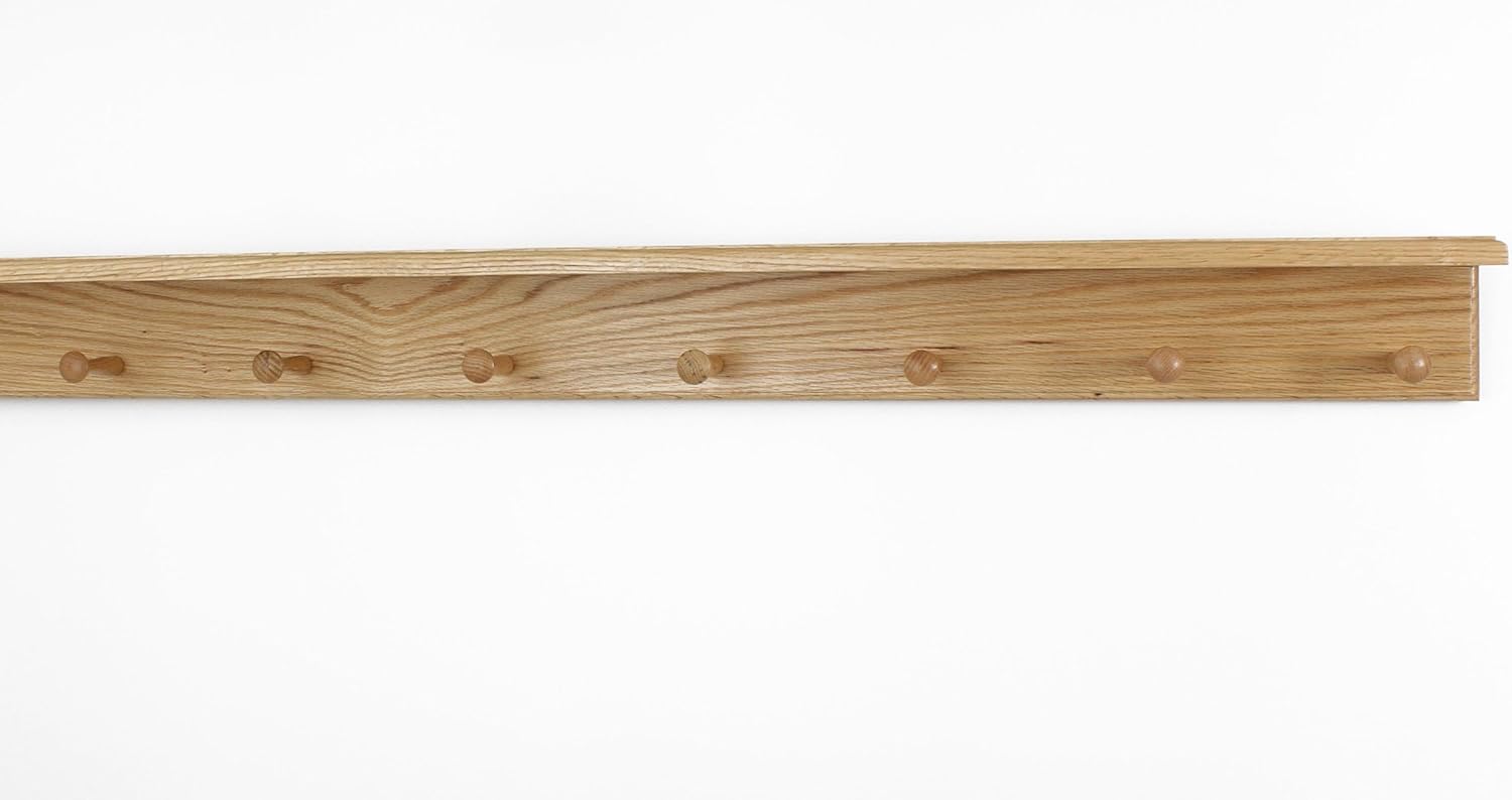 Oak Shaker Peg Rack with Shelf (Natural, 41" with 7 pegs