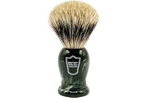 PARKER SAFETY RAZOR Parker King Size Pure Badger Bristle Shaving Brush – Brush Stand Included - Overszied 24mm 3-Band-Badger Brush Knot - Generates a Giant Lather