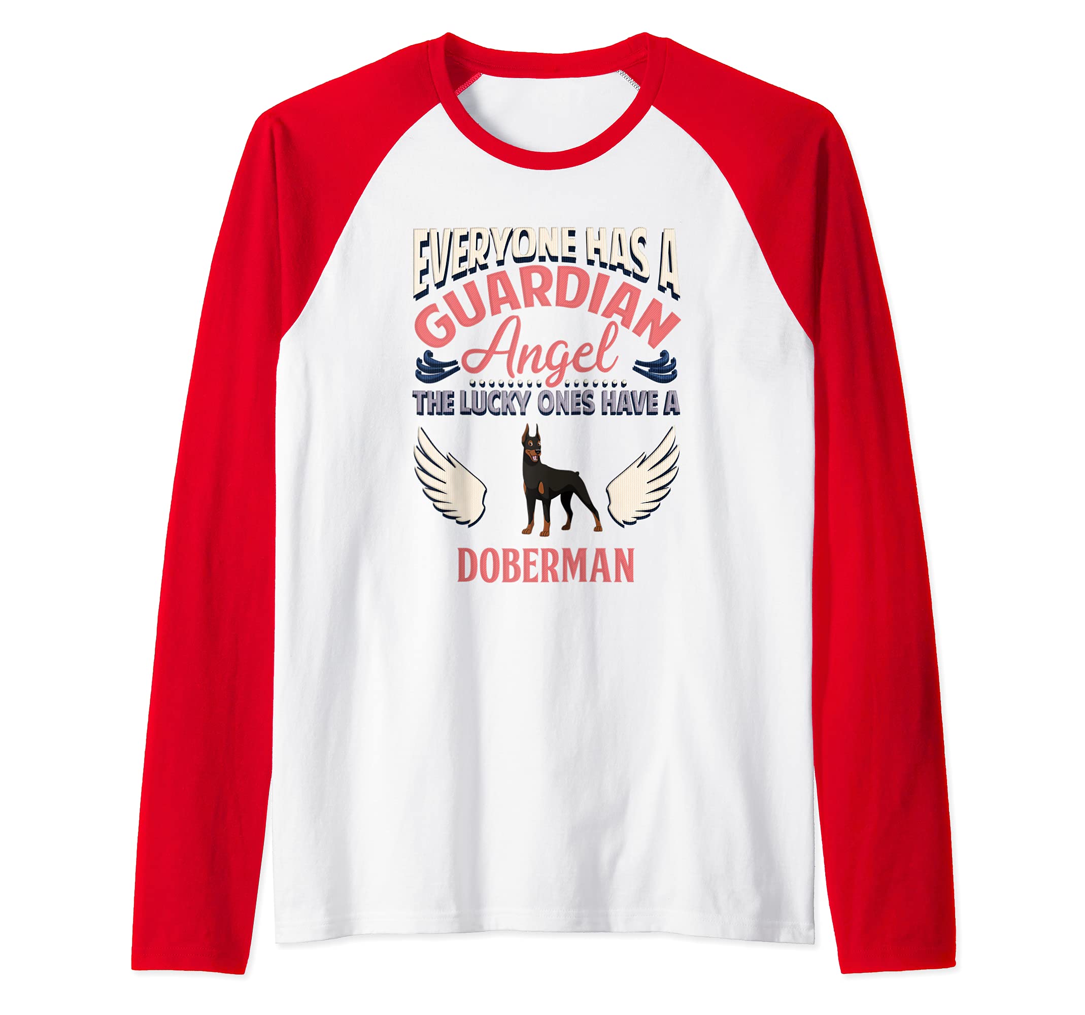 Guardian Angel Doberman Raglan Baseball Tee