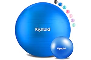 kisnbld Exercise Ball, Extra Thick Yoga Ball for Workout Pregnancy Stability, 4 Sizes Anti-Burst Balance Ball with Foot Pump - Heavy Duty Fitness Ball Chair for Office, Home & Gym