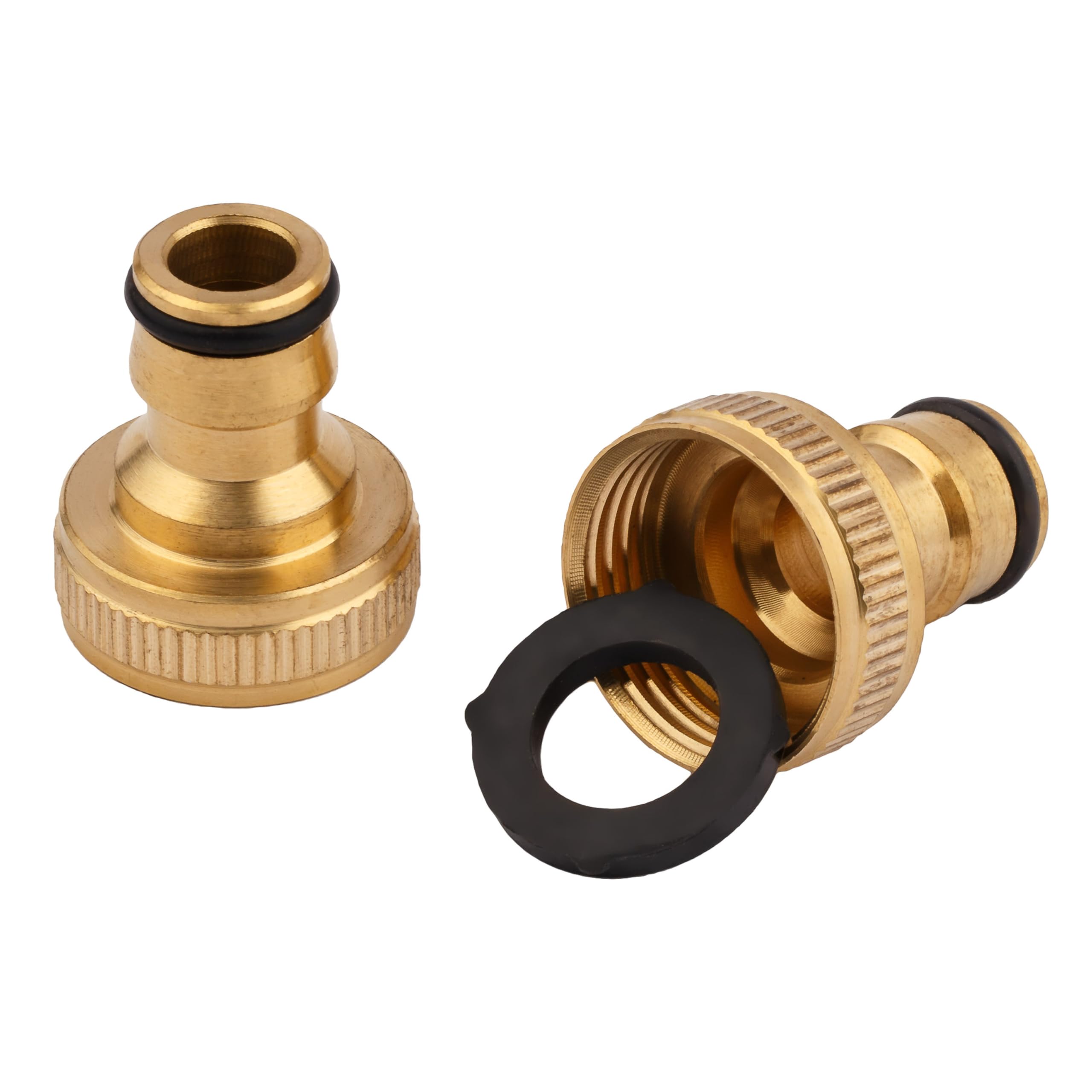 MIVOS 2 x Brass Tap Connector for Taps with 3/4 Inch BSP (26.4 mm) Male Thread - Tap Adapter with Quick Coupling for Garden Hose
