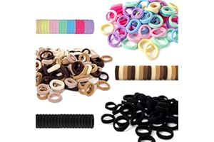 300Pcs Baby Hair Ties Soft Nylon Seamless Small Elastics Ponytail Holders for Little Girls Toddler Kids Teens Women, No Pull No Damage Hair Bands Accessories, 12 Colors, Diameter 0.8In, BlueZOO