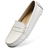 Artisure Women's Classic Comfort Leather Penny Loafers Casual Slip-Ons Lightweight Walking Flats Driving Mocs Boat Shoes