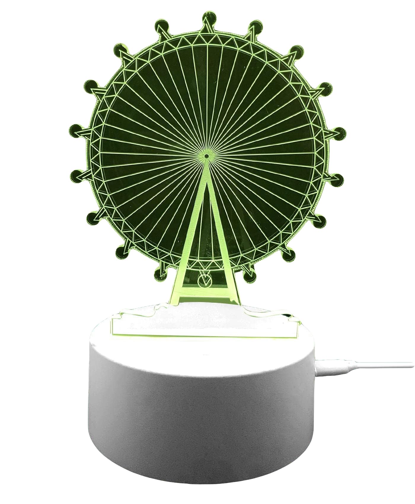 True Face 3D Optical Illusion Night Light, Touch LED Table Desk Lamp 7 Color Changing USB Charger Powered Touch Switch Desk Night Light for Kids Friends Gift London Eye