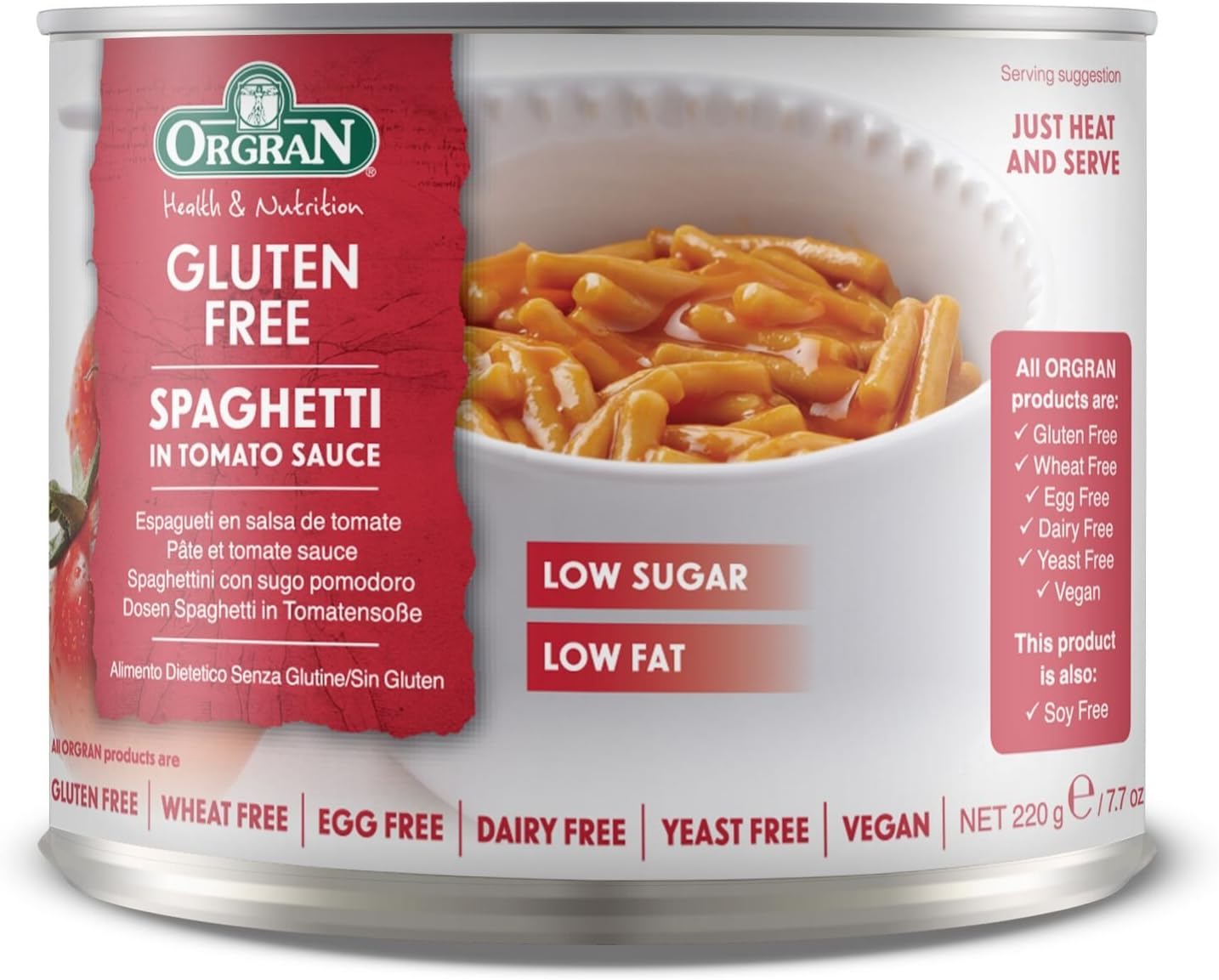 Orgran Free From Canned Spaghetti In Tomato Sauce 220 G Pack Of 12 Amazon Co Uk Grocery