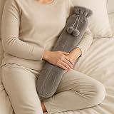 Revitale Extra Long Hot Water Bottle 72cm 2L with Faux Fur Pom Pom Cover Slate view 9