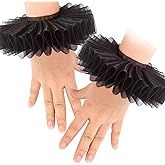 GRACEART Elizabethan Dickens Ruff Neck Clown Collar Elizabeth Wrist Ruffs Ruffle Cuff Arm Bands
