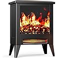Silonn Electric Fireplace Heater, Quick Heating Portable Low Noise Fireplace with Temp Control, CSA Certified,18” Electric Fire Place with Overheat Protection Function for Living Room, Bedroom, Black