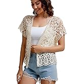 SMDPPWDBB Women’s Short Sleeve Lace Shrugs Bolero Cardigan Crochet Sheer Crop Jacket