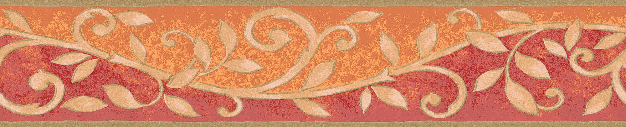 A.S. Création Border - Paper Border with Wonderful Flowers in Orange, Red and Beige - on 5.00 m x 0.13 m per roll
