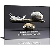 Zen Stone Wall Art Inspirational Office Wall Decor Motivational Balance Pictures Canvas Prints Framed Meditation Poster Home Decorations Modern Artwork for Bedroom Bathroom Living Room 16"x12"