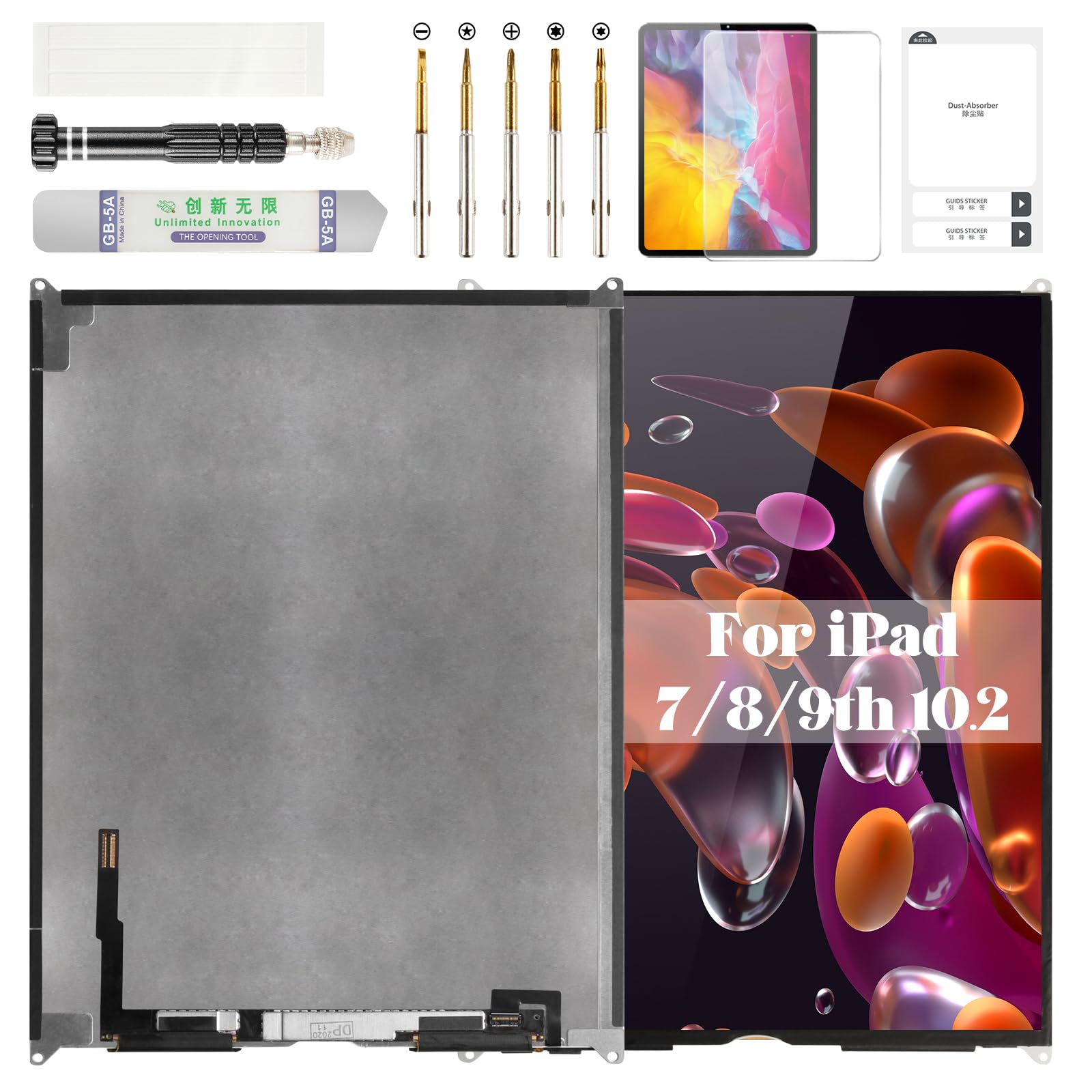 Photo 1 of for iPad 7th Gen Screen Replacement 2020 for iPad 10.2" Screen 8th Gen LCD for iPad 9th Display Repair Kits A2197 A2270 A2197 A2200 2019 2021 Black (Without Digitizer)