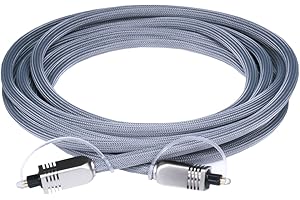 Monoprice 106270 Premium S/PDIF (Toslink) Digital Optical Audio Cable - Silver - 10ft | Heavy Duty Mesh Jacket, Metal Connect