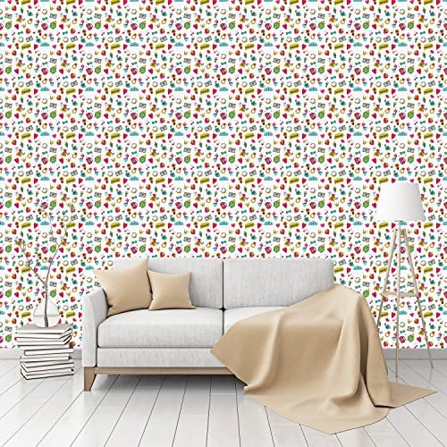 Sweet Little Things Of Love Patterned Peel & Stick Smooth Wallpaper by CustomWallpaper.com