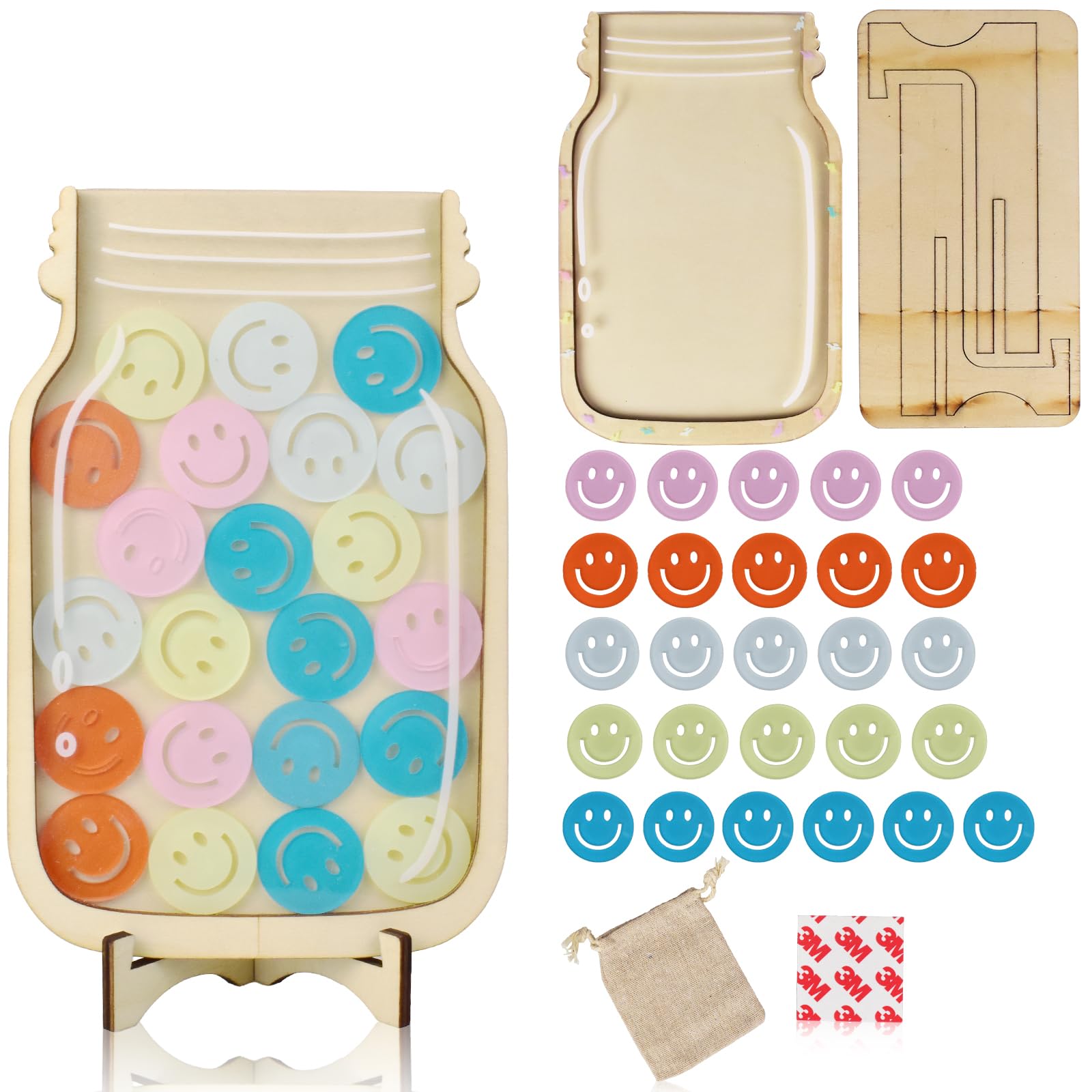 Reward Jar,Reward Jar With Stars,Reward Charts for Children Behaviour,Reward Jar With Stars Incentive Jar Good Behavior Jar Potty Train Tool Reward Board for Kids Home School Classroom (Smiling)