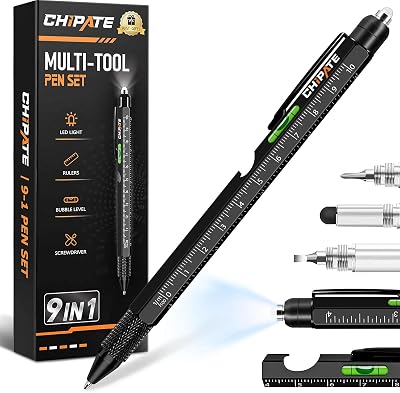 Chipate 9 in 1 Multi Tool Pen Gift for Men Dad Valentine Birthday